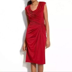 TADASHI SHOJI Red Cowl Neck Midi Dress